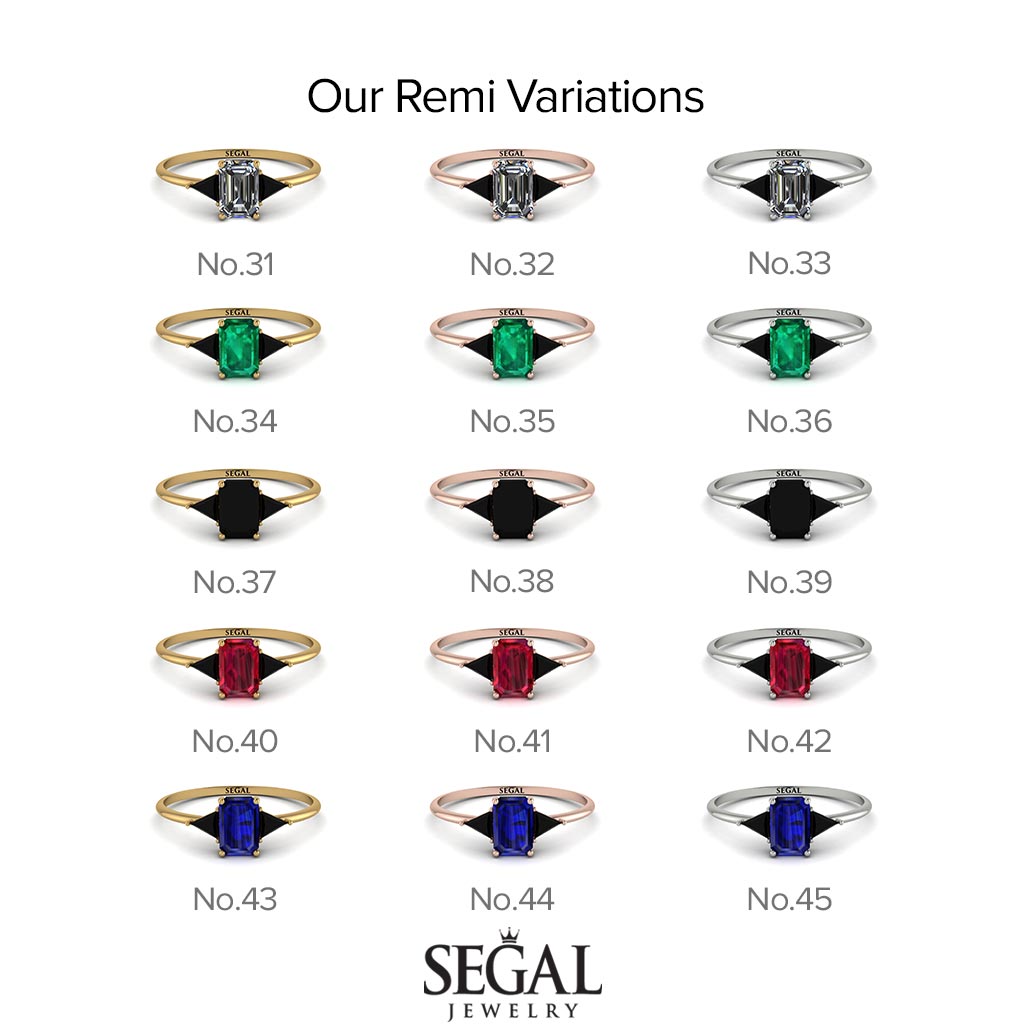 Emerald Cut Emerald With Triangles Ring - Remi No. 5