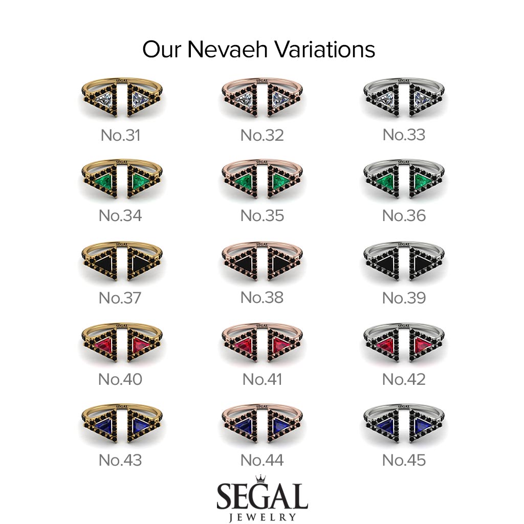 Triangle Black Diamond Open Ring - Nevaeh No. 68