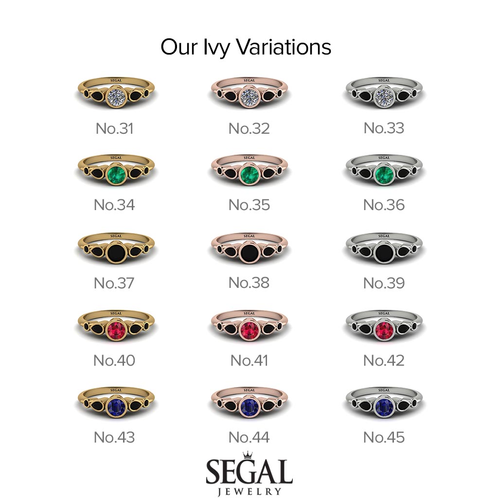 Bezel Symmetrical Black Diamond Ring - Ivy No. 67