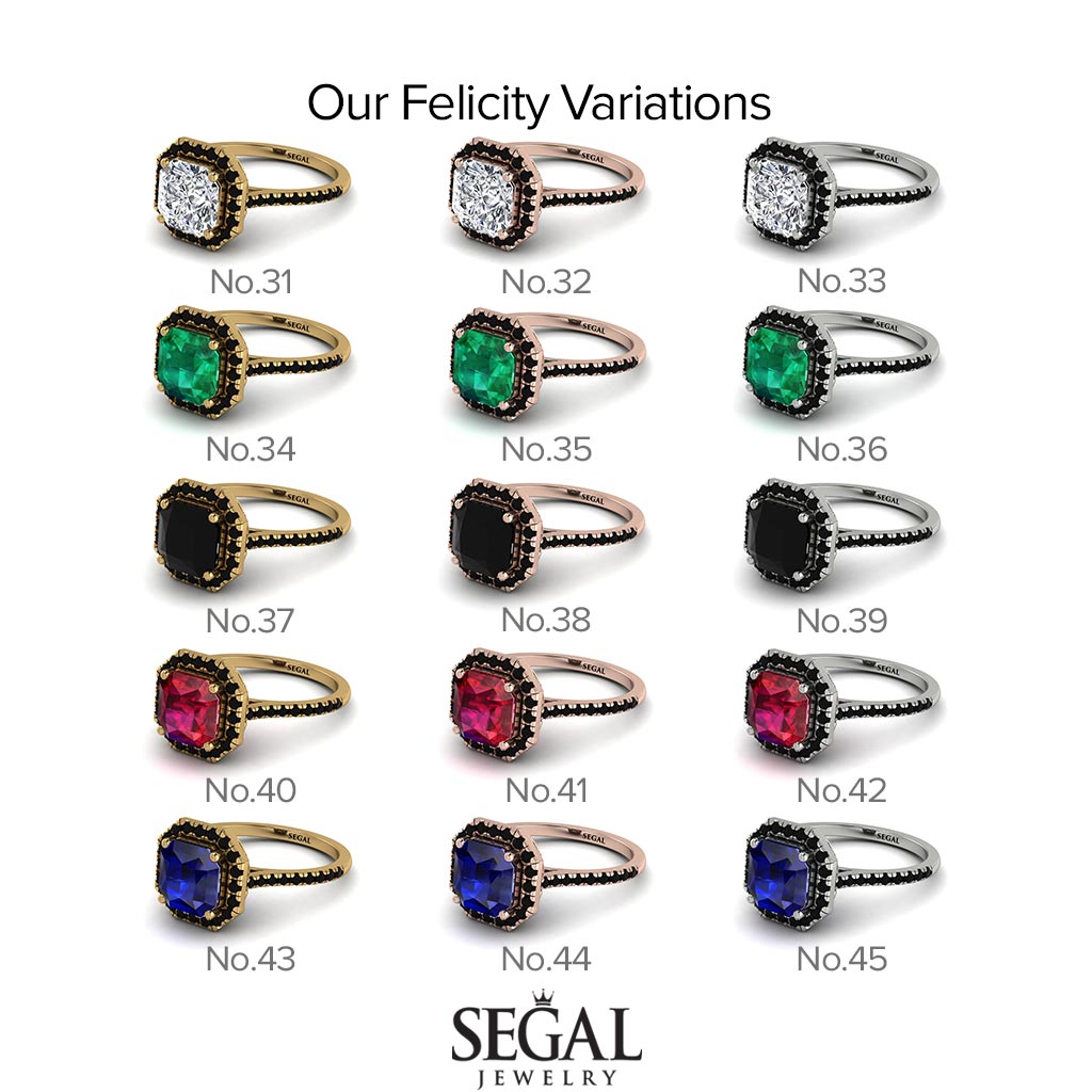 Two Tones Gorgeous Radiant Cut Diamond Pave Engagement Ring With Hidden Stone - Felicity No. 76