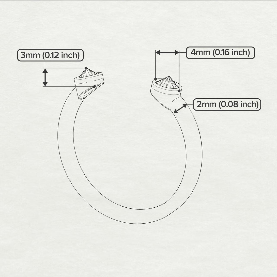 Upside Down Diamond Open Black Diamond Ring - Melody No. 9