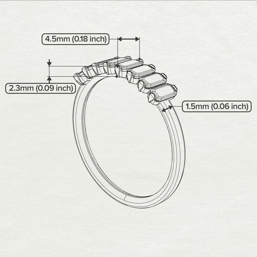 Emerald Cut Black Diamond Band - Esther No. 8