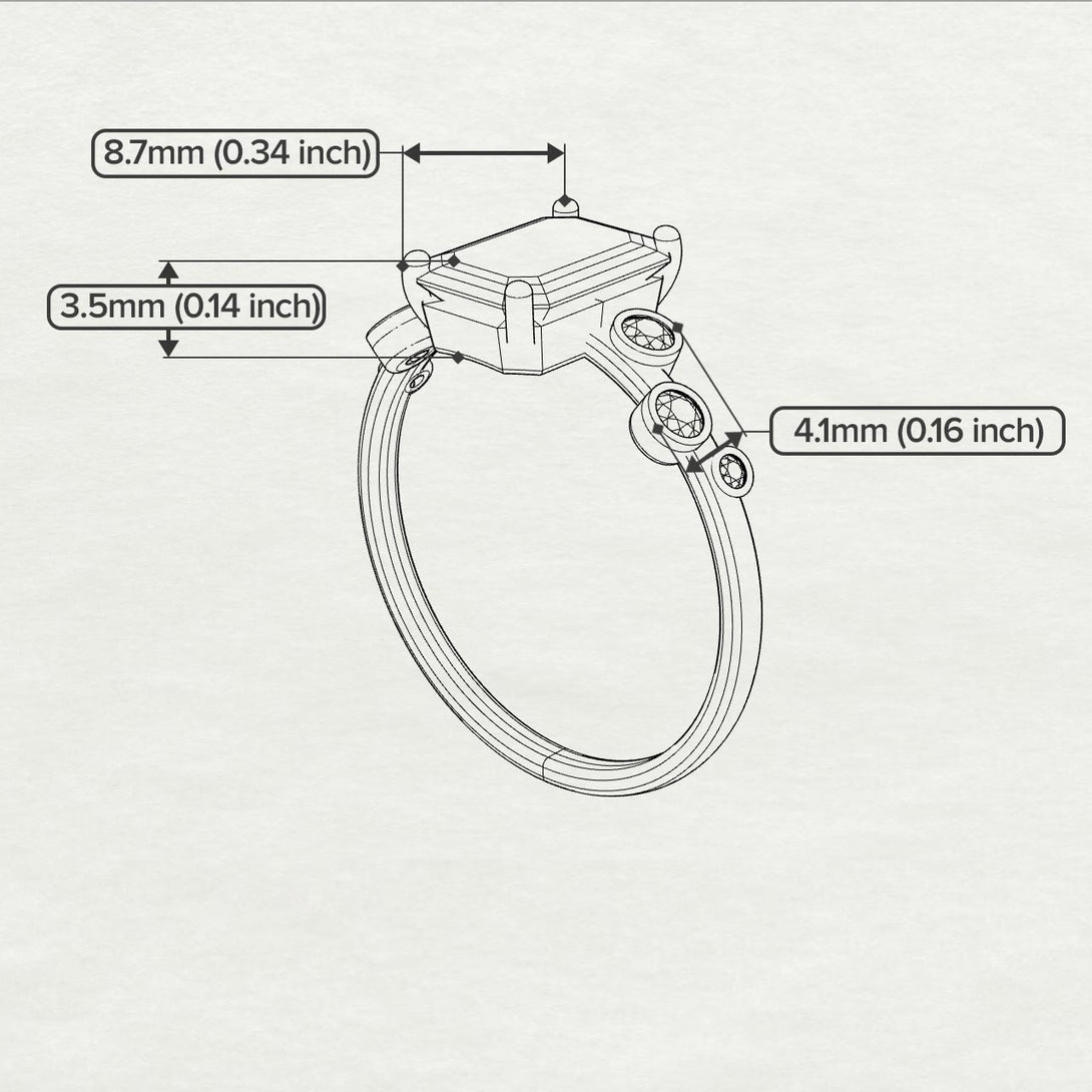 Emerald Cut Diamond Ring With Bezel - Alina No. 62