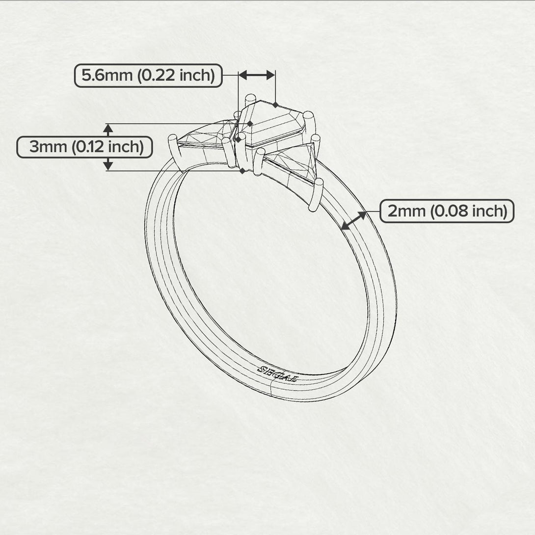 Triangle Black Diamond Engagement Ring - Molly No. 8