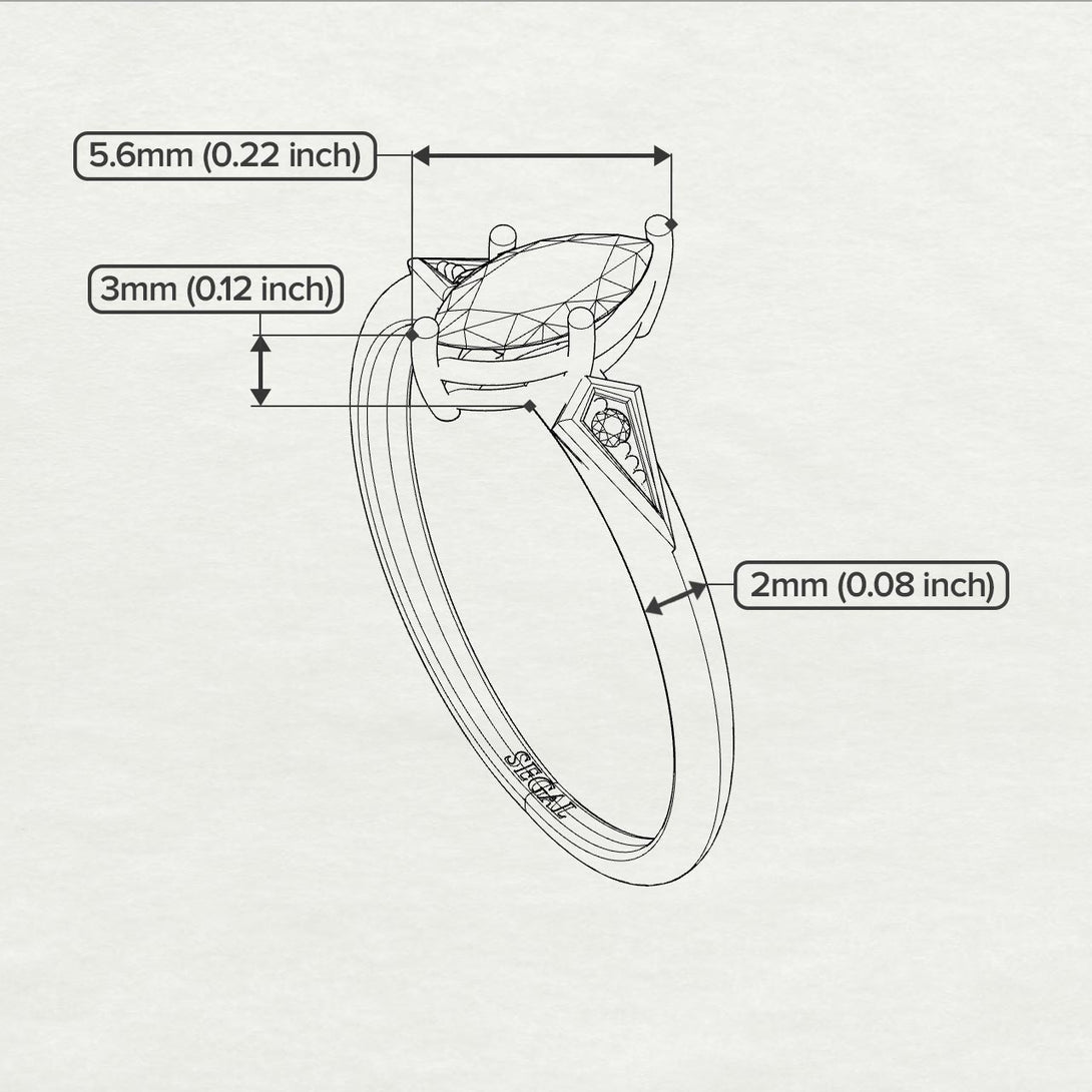 Marquise Sapphire Geometrical Engagement Ring - Reese No. 13