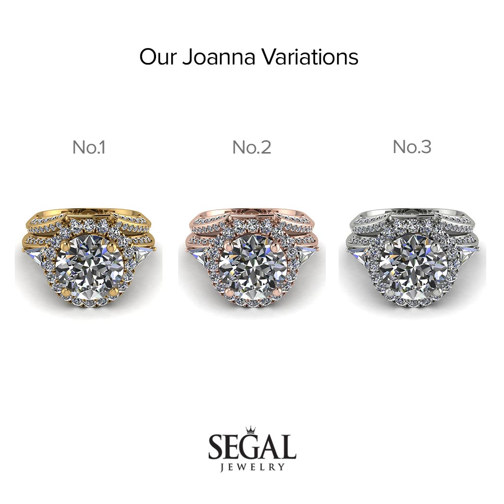 Glamorous Halo diamond Hidden Diamonds Bridal Set - Joanna No. 3