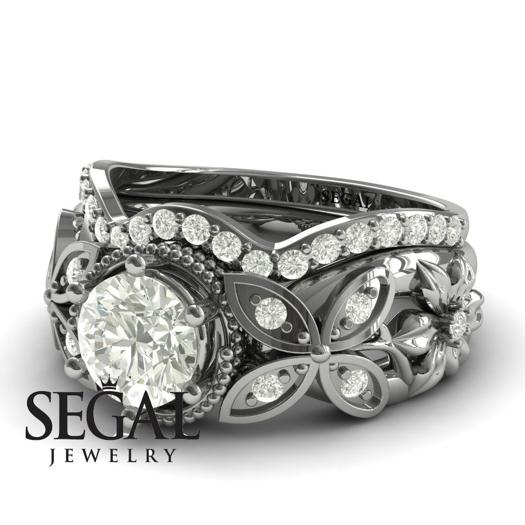 Mounted Circle Rounds Bridal Women Diamond Wedding Ring Set- Vivian no. 3