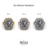 Halo Emerald Cut diamond Bridal Set With Hidden Diamonds - Rowan No. 1