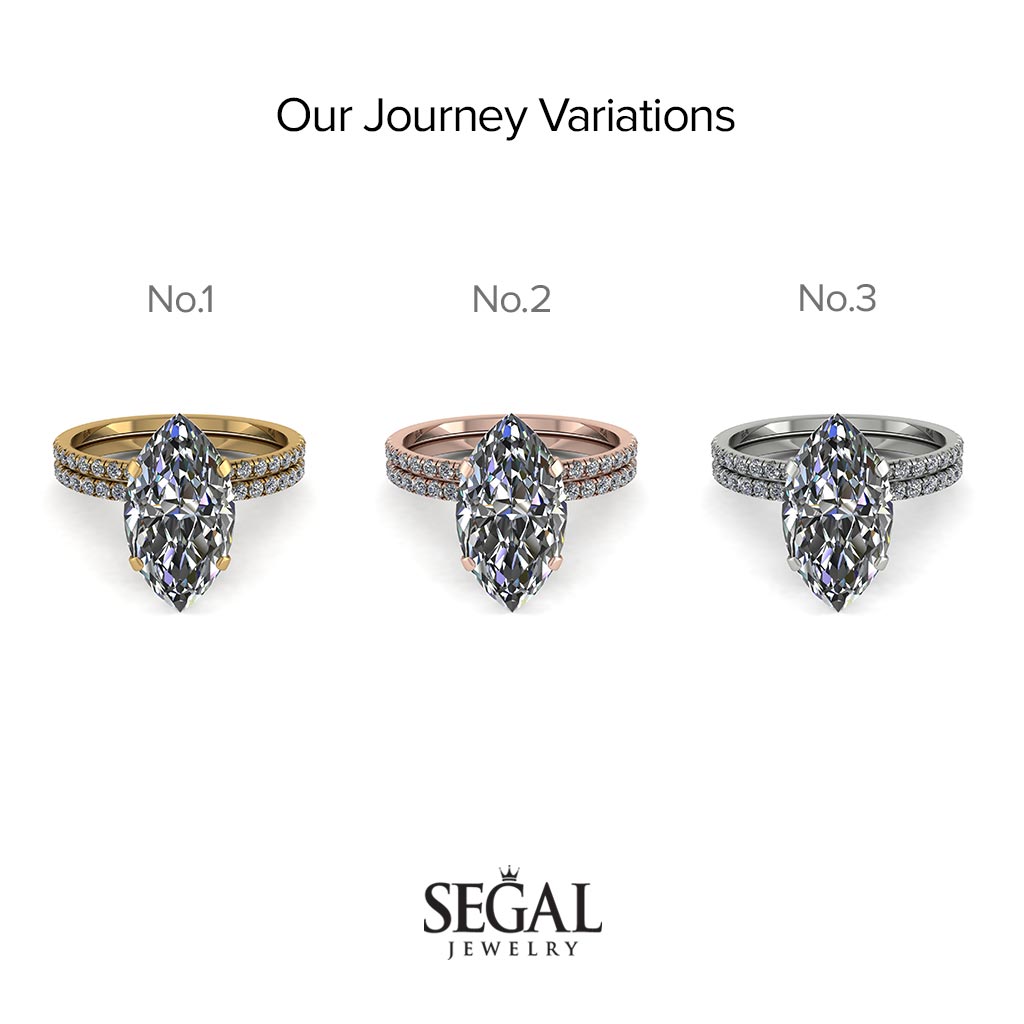 Hidden Halo Marquise diamond Bridal Set - Journey No. 3