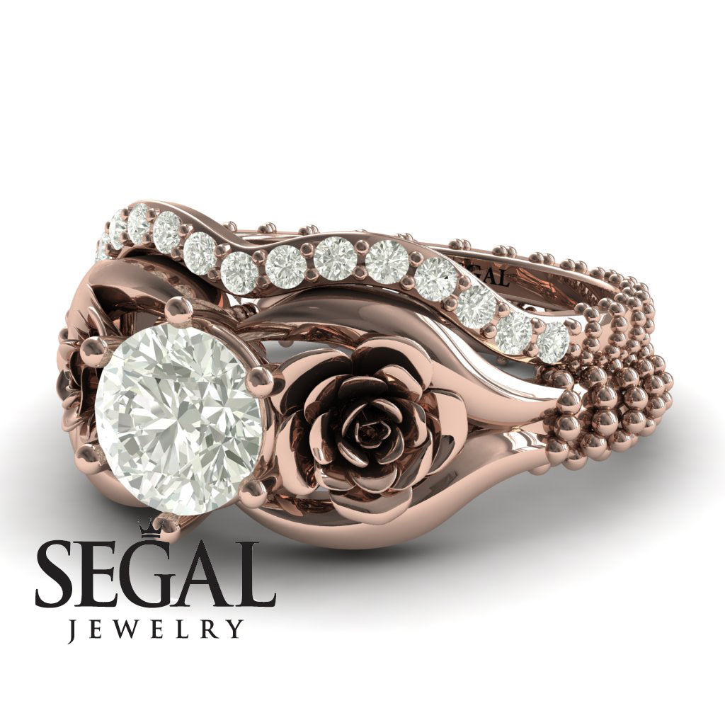 The Rose Spike Wedding Bridal Set His and Hers Diamond Ring- Camilla no. 2