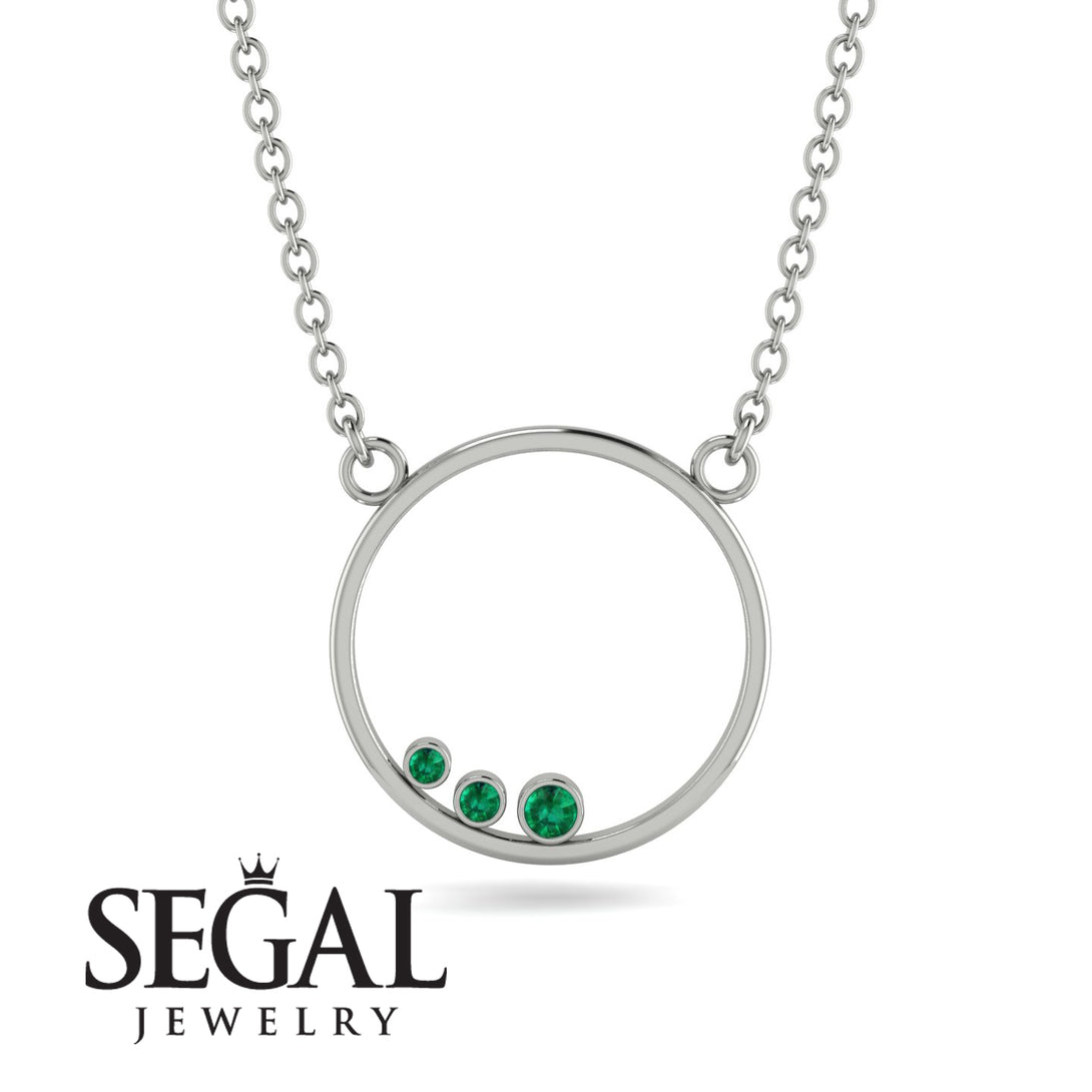 3 Emerald Round Necklace - Raina No. 6