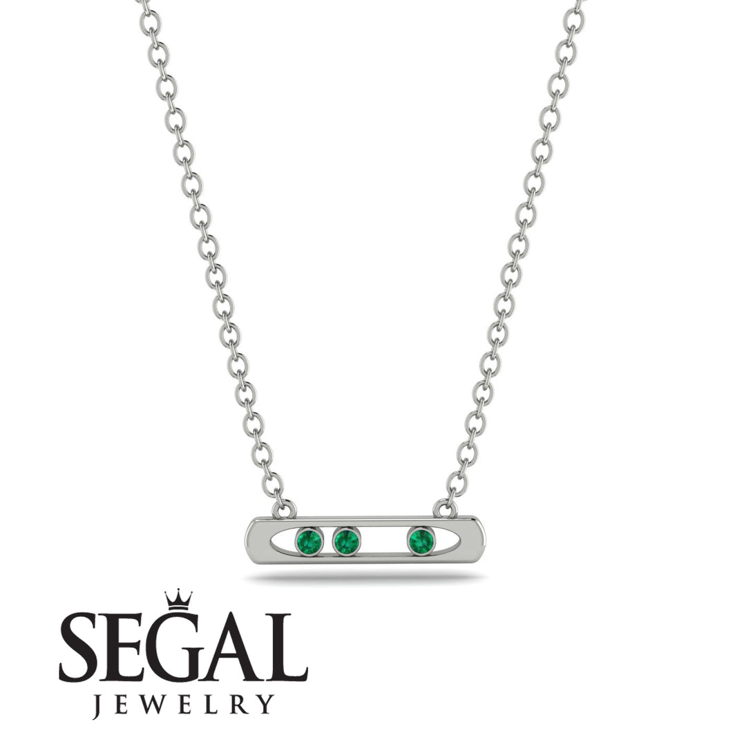 3 Emerald Stone Bar Necklace - Nala No. 6