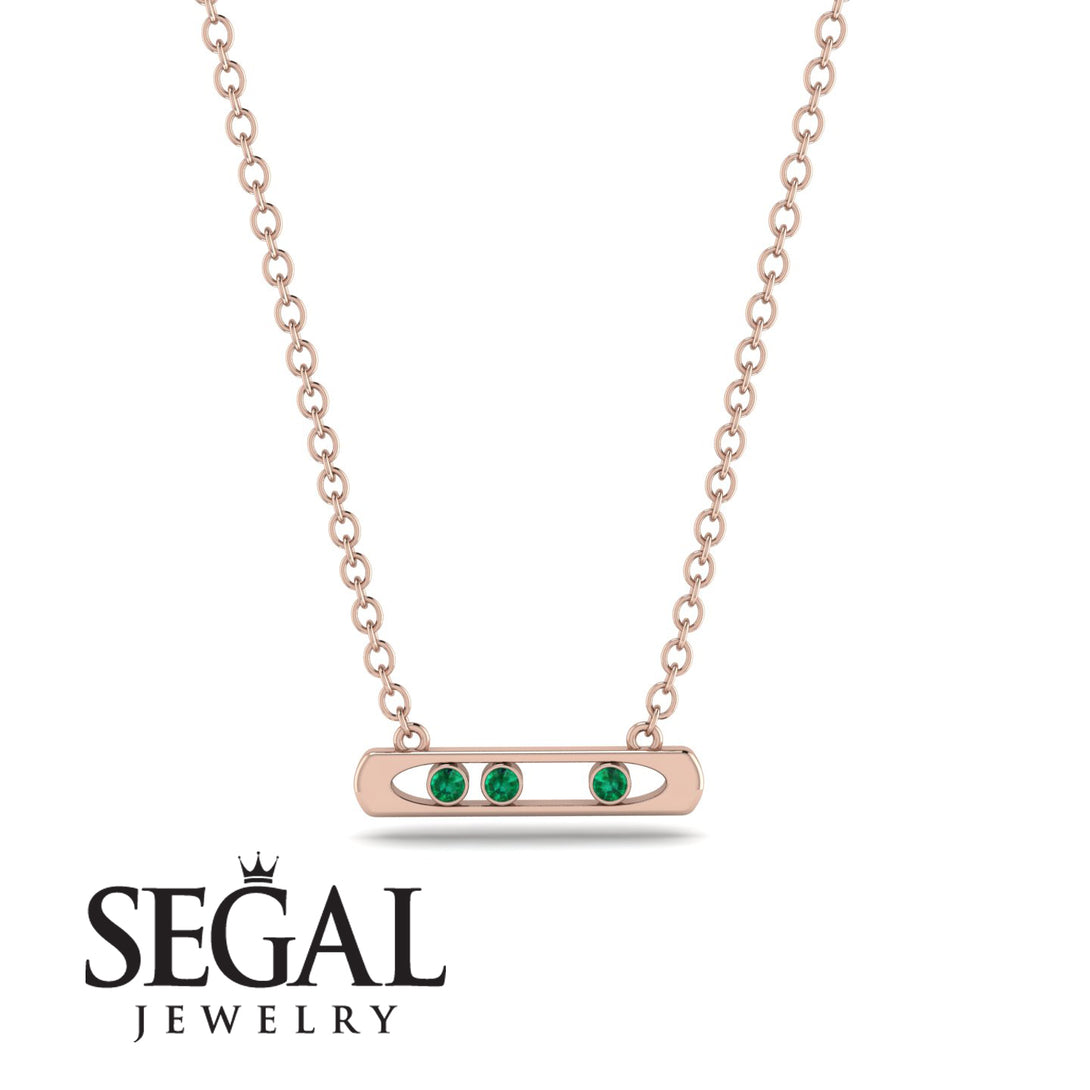 3 Emerald Stone Bar Necklace - Nala No. 5