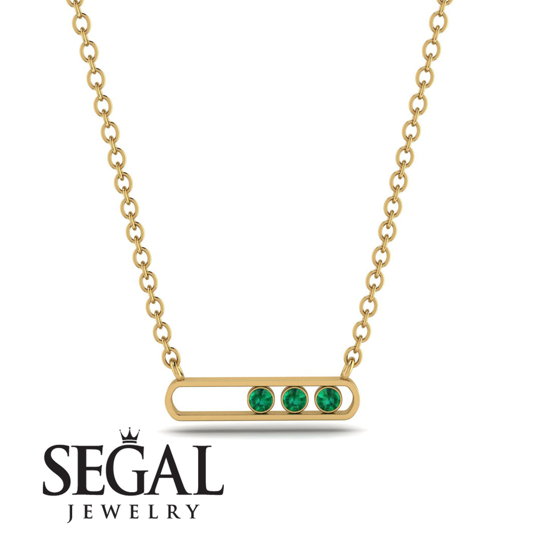3 Emerald Stone Hollow Necklace - Zaria No. 4