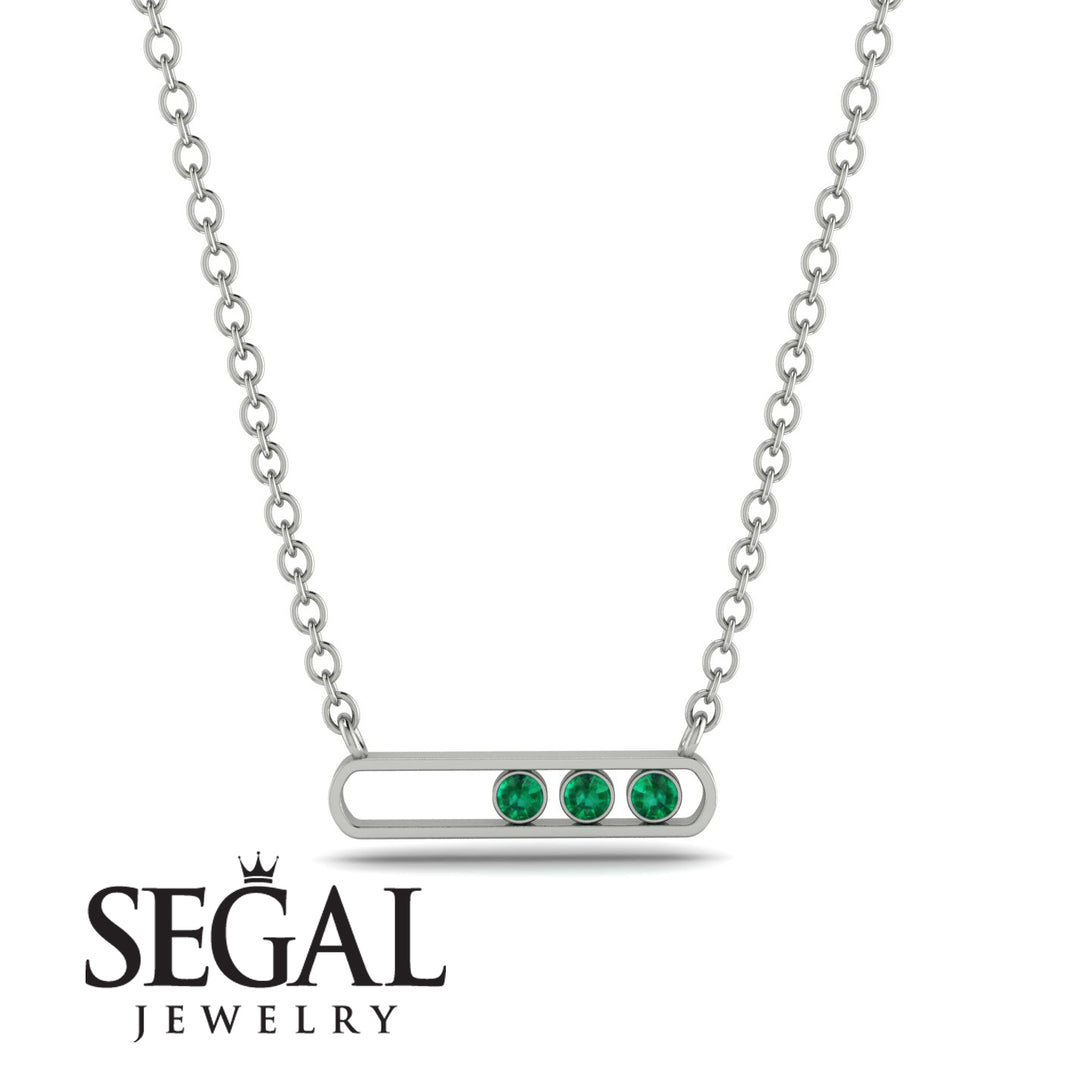 3 Emerald Stone Hollow Necklace - Zaria No. 6