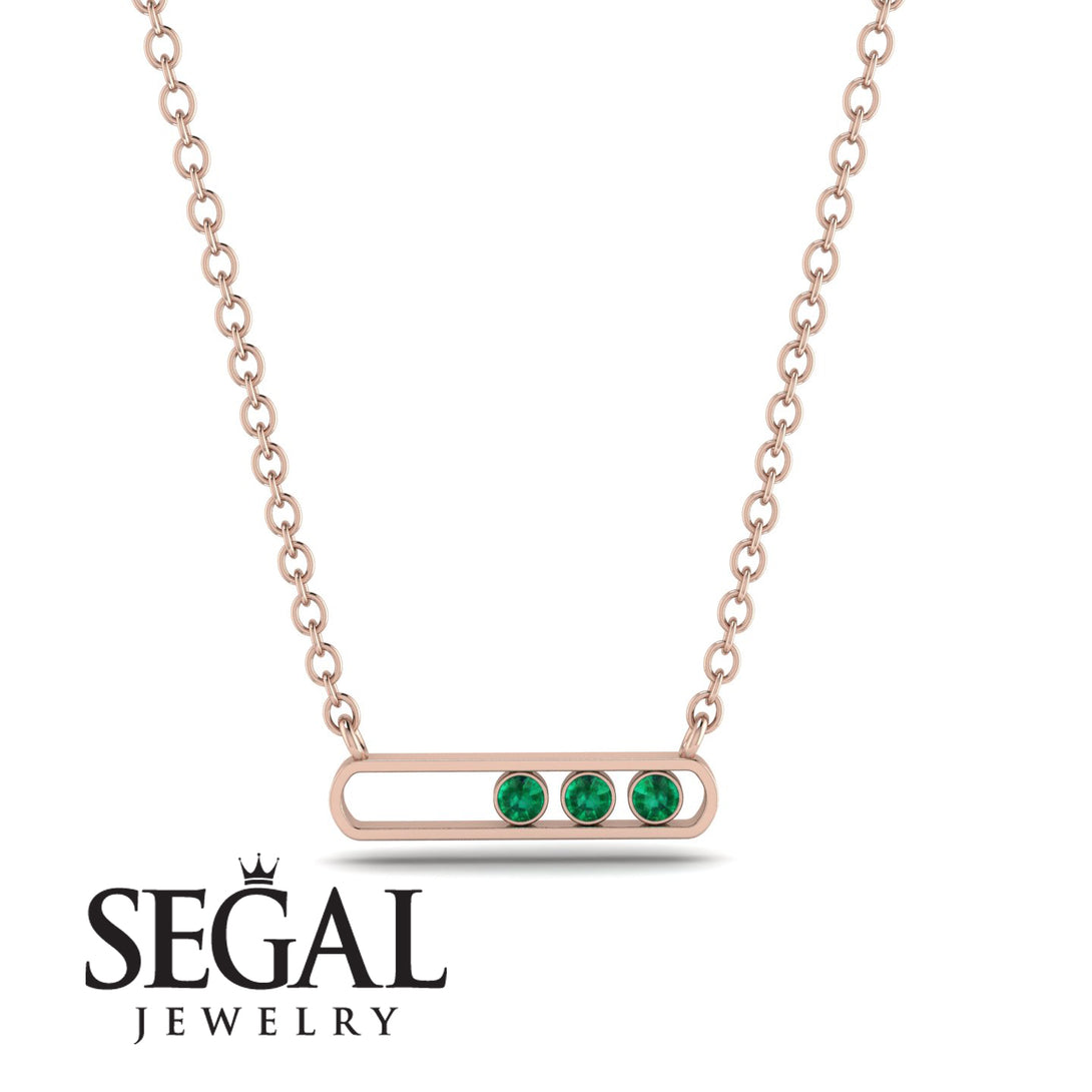 3 Emerald Stone Hollow Necklace - Zaria No. 5