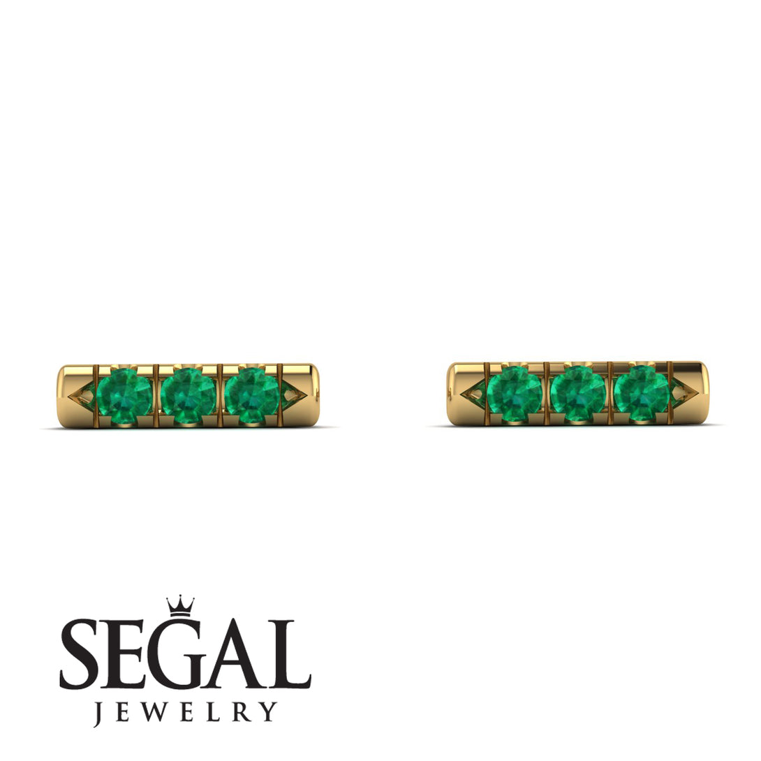 3 Emeralds Stud Earrings - Mina No. 4
