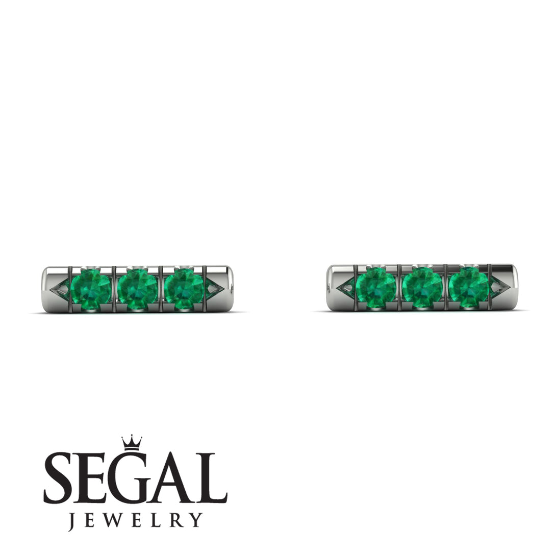 3 Emeralds Stud Earrings - Mina No. 6