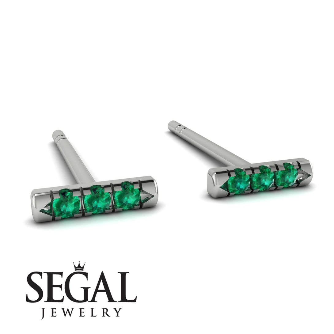 3 Emeralds Stud Earrings - Mina No. 6