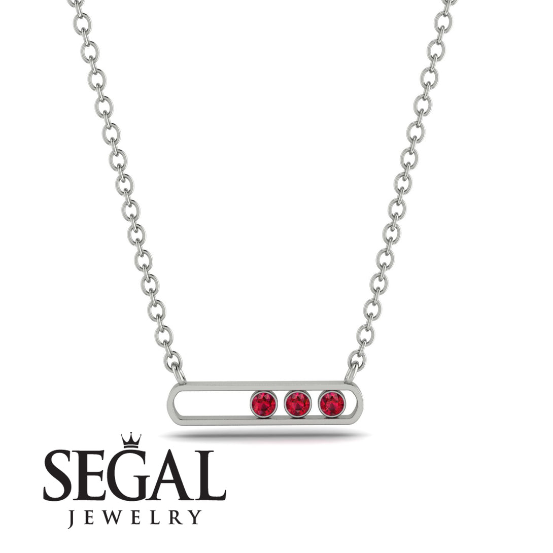 3 Ruby Stone Hollow Necklace - Zaria No. 12