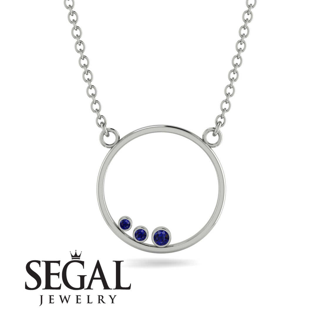 3 Sapphire Round Necklace - Raina No. 15