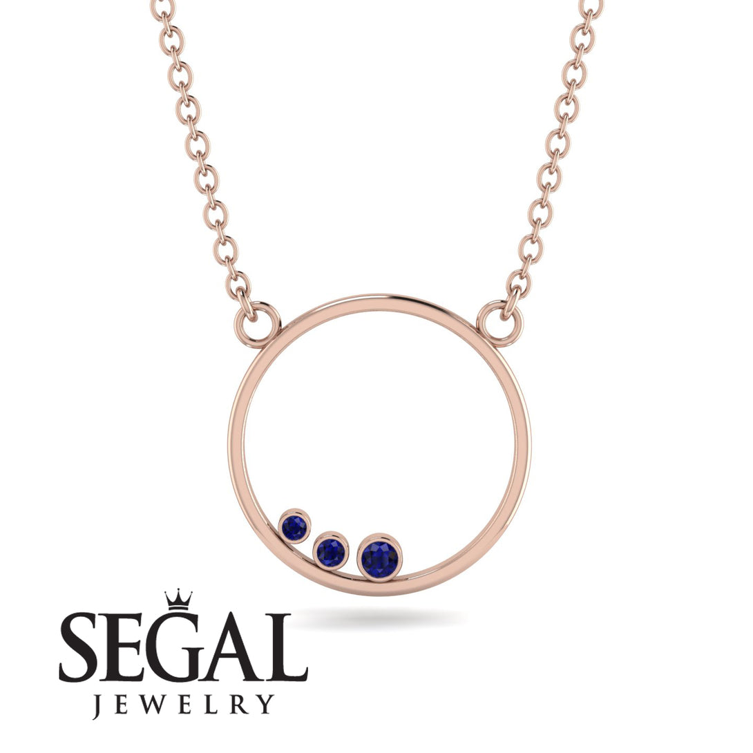 3 Sapphire Round Necklace - Raina No. 14