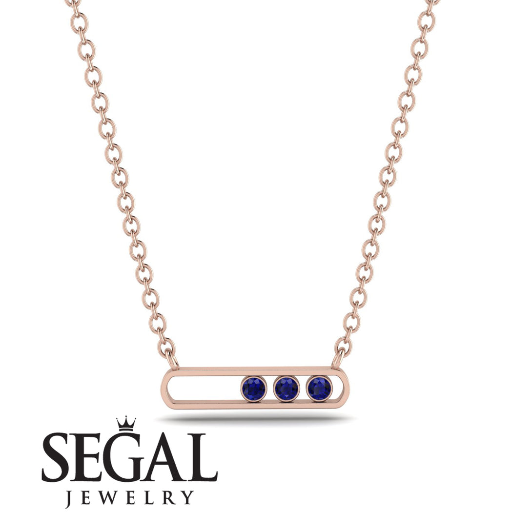 3 Sapphire Stone Hollow Necklace - Zaria No. 14