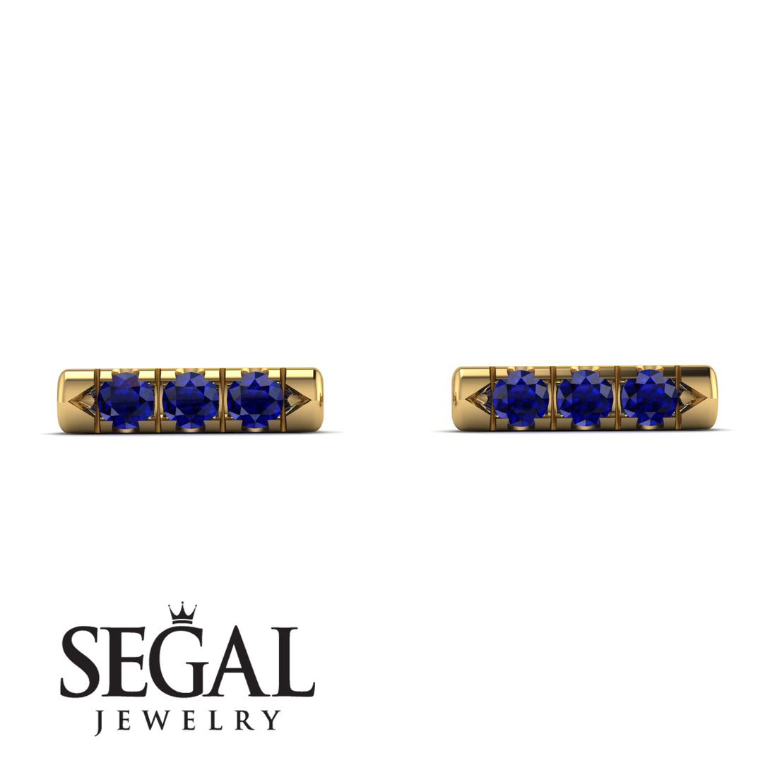 3 Sapphires Stud Earrings - Mina No. 13