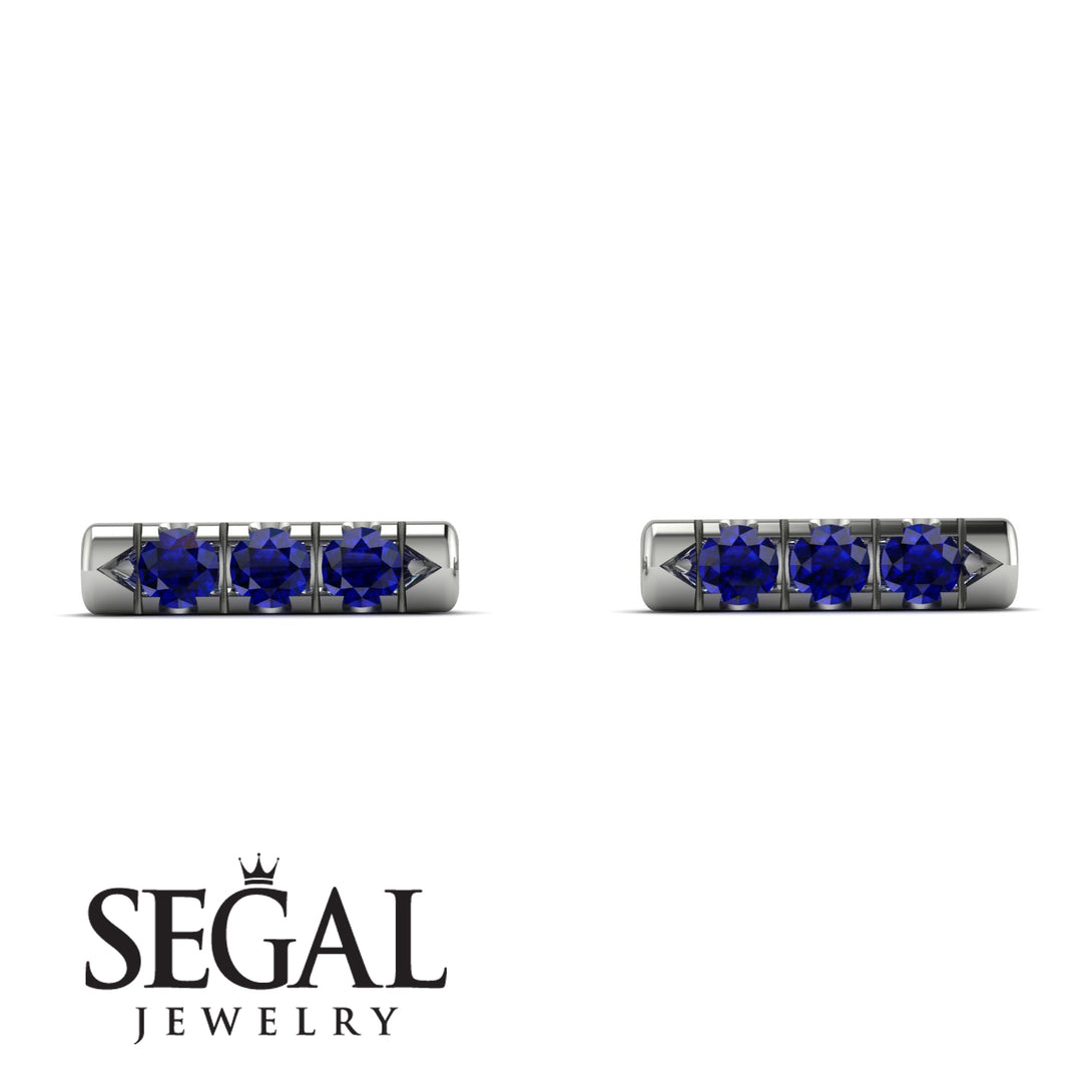 3 Sapphires Stud Earrings - Mina No. 15