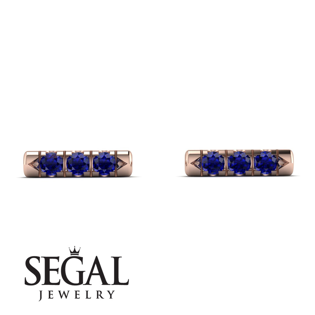 3 Sapphires Stud Earrings - Mina No. 14