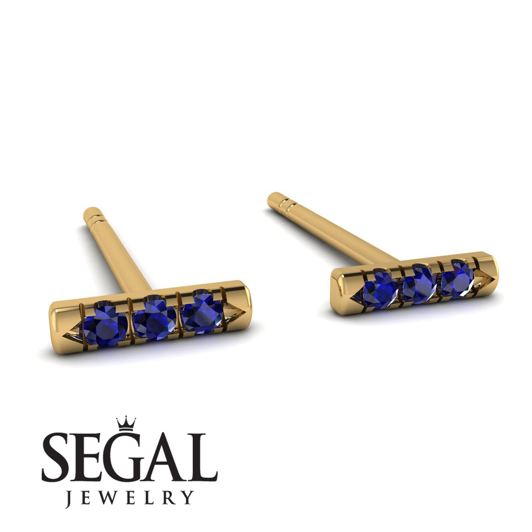3 Sapphires Stud Earrings - Mina No. 13