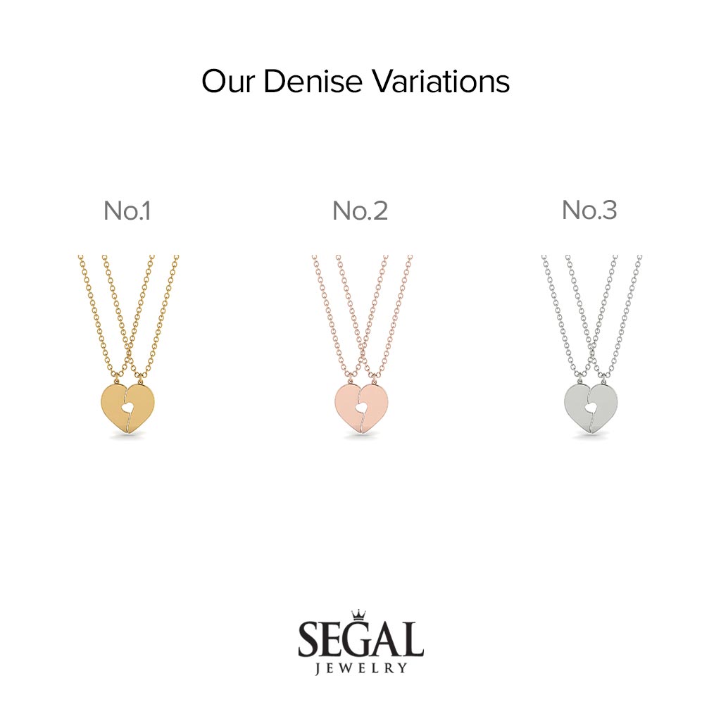 Two Half Heart Gold Couple Necklace - Denise No. 1