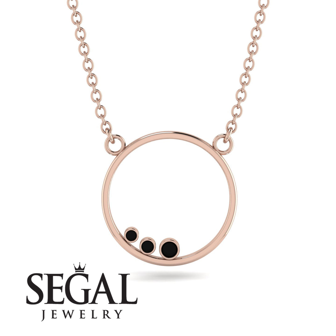 3 Black Diamond Round Necklace - Raina No. 8