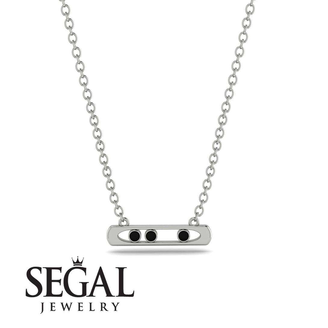 3 Black Diamond Stone Bar Necklace - Nala No. 9