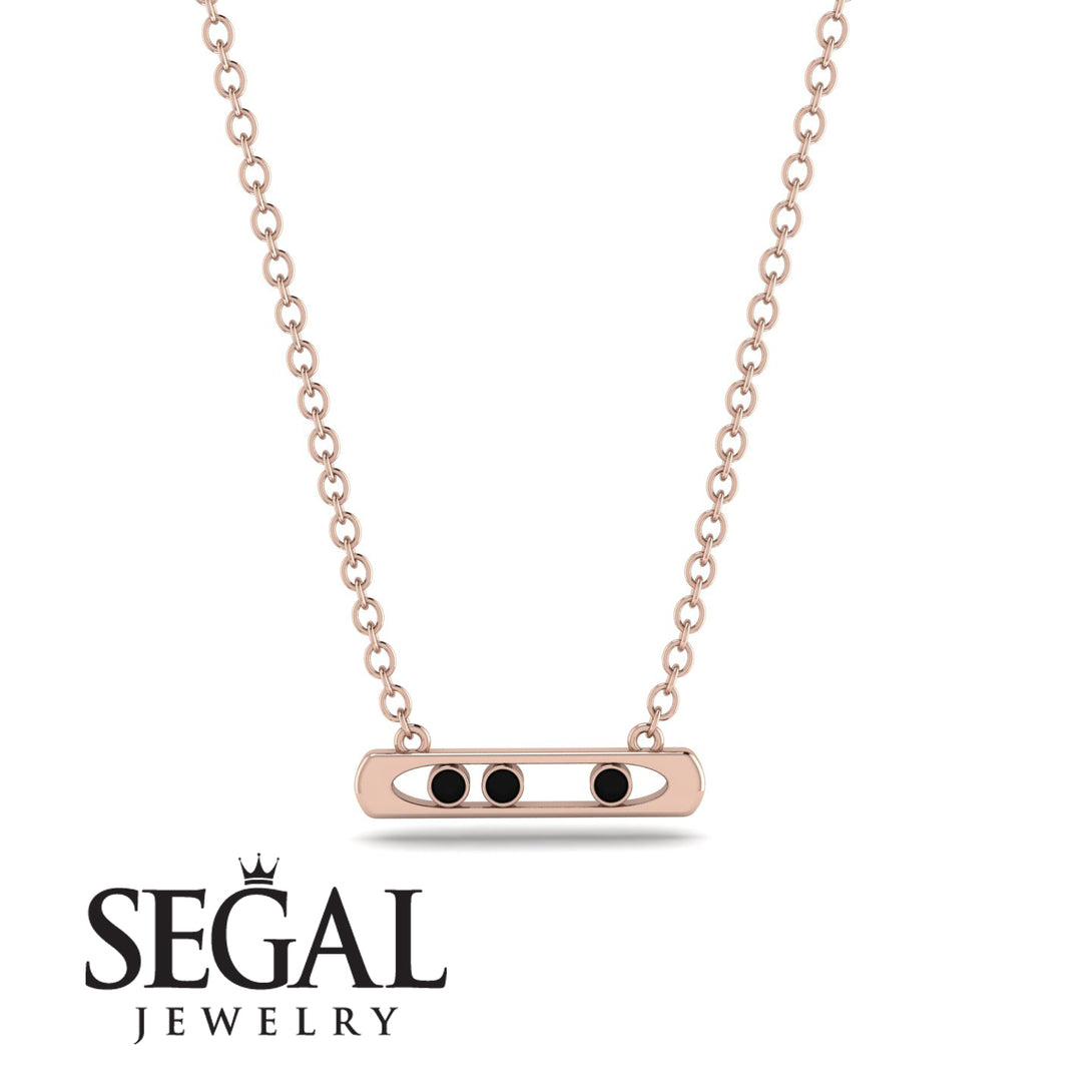 3 Black Diamond Stone Bar Necklace - Nala No. 8
