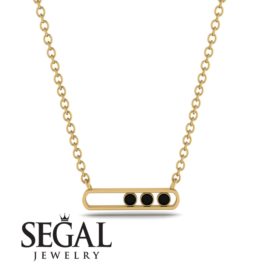 3 Black Diamond Stone Hollow Necklace - Zaria No. 7