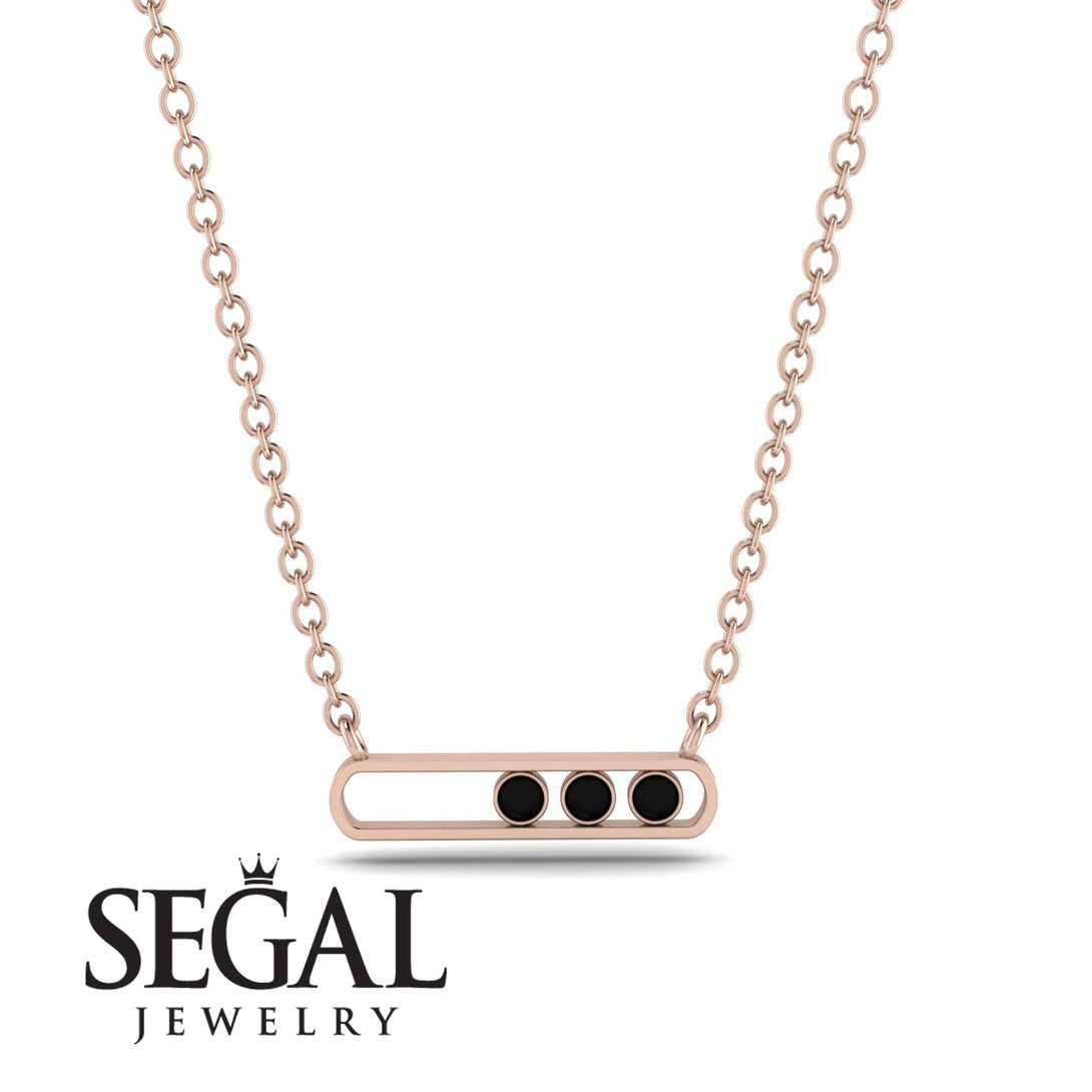 3 Black Diamond Stone Hollow Necklace - Zaria No. 8