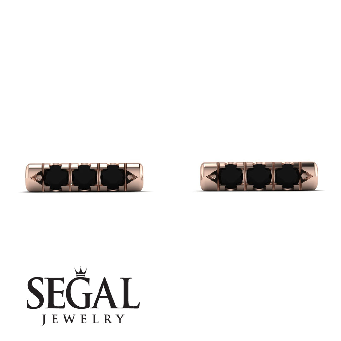 3 Black Diamonds Stud Earrings - Mina No. 8