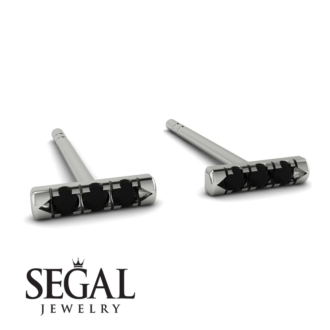 3 Black Diamonds Stud Earrings - Mina No. 9