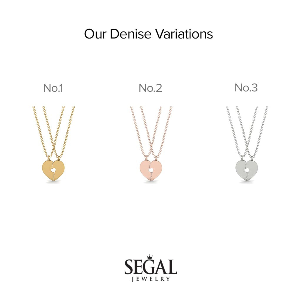 Two Half Heart Gold Couple Necklace - Denise No. 3
