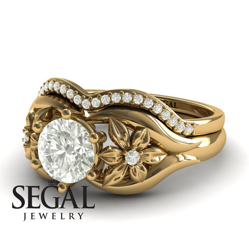 Two Seasons Bridal Set Flower Ring Diamond Ring- Bella no. 1
