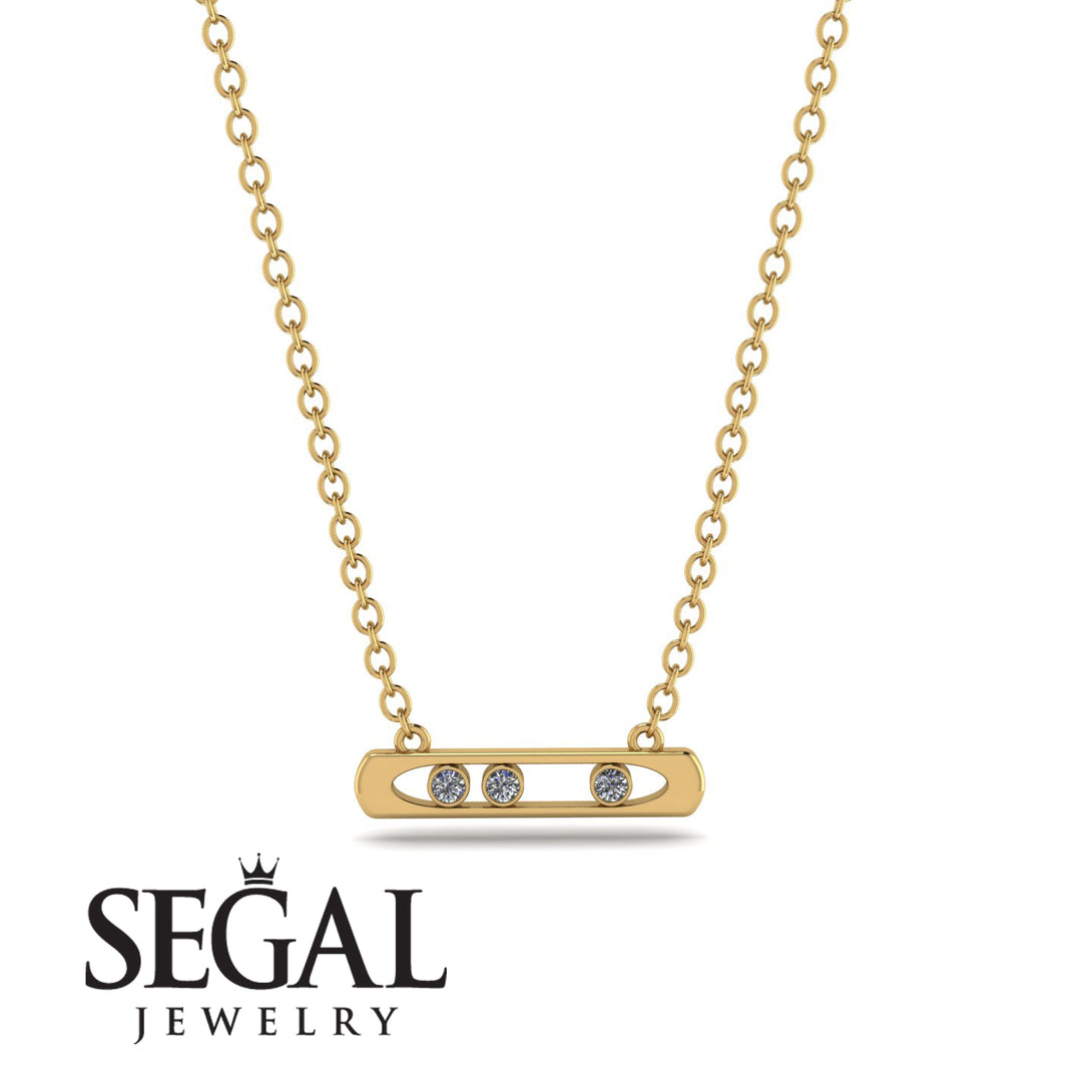 3 Diamond Stone Bar Necklace - Nala No. 1