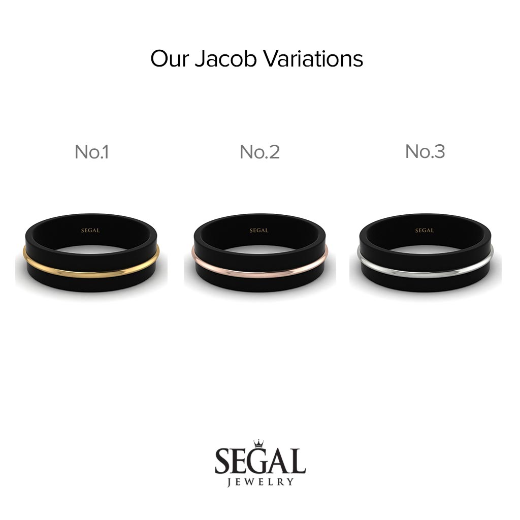 Black Ring With Yellow Gold Line - Jacob No. 1
