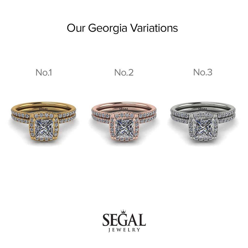 Hidden Double Halo Princess diamond Bridal Set - Georgia No. 1