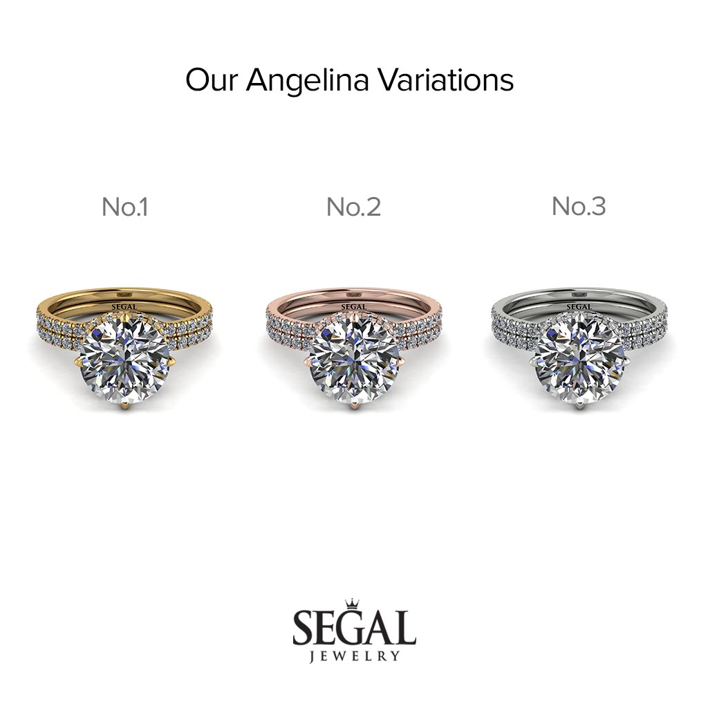Double Hidden Halo diamond Bridal Set - Angelina No. 3