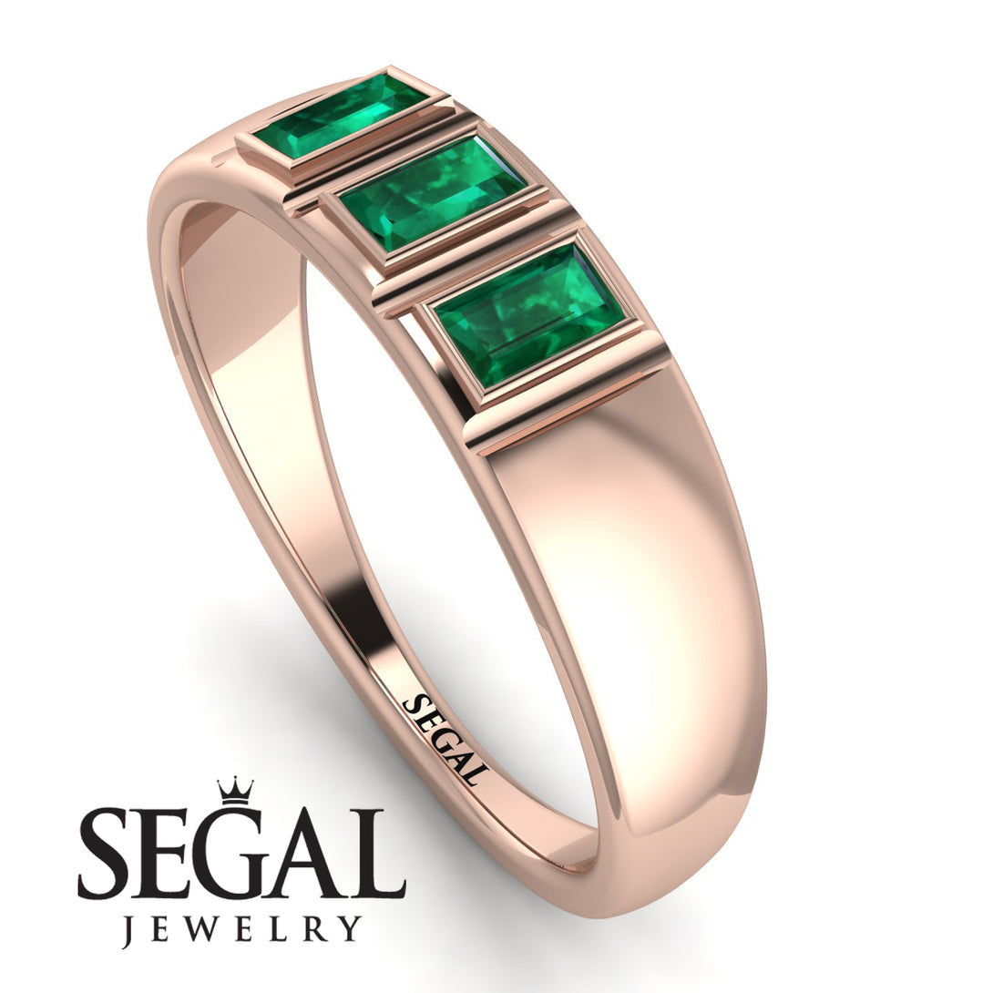 3 Stone Bagutte Emerald Ring - Lilly No. 5