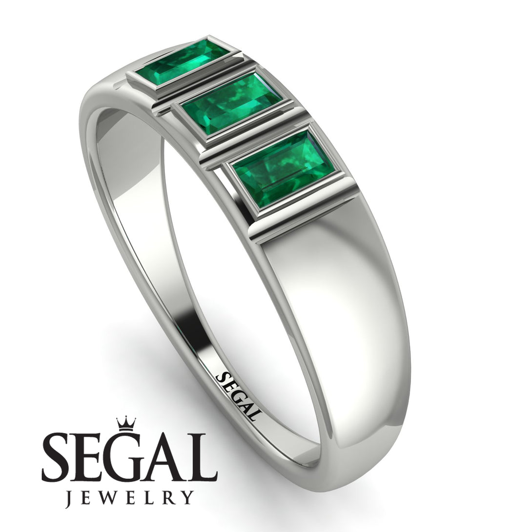 3 Stone Bagutte Emerald Ring - Lilly No. 6