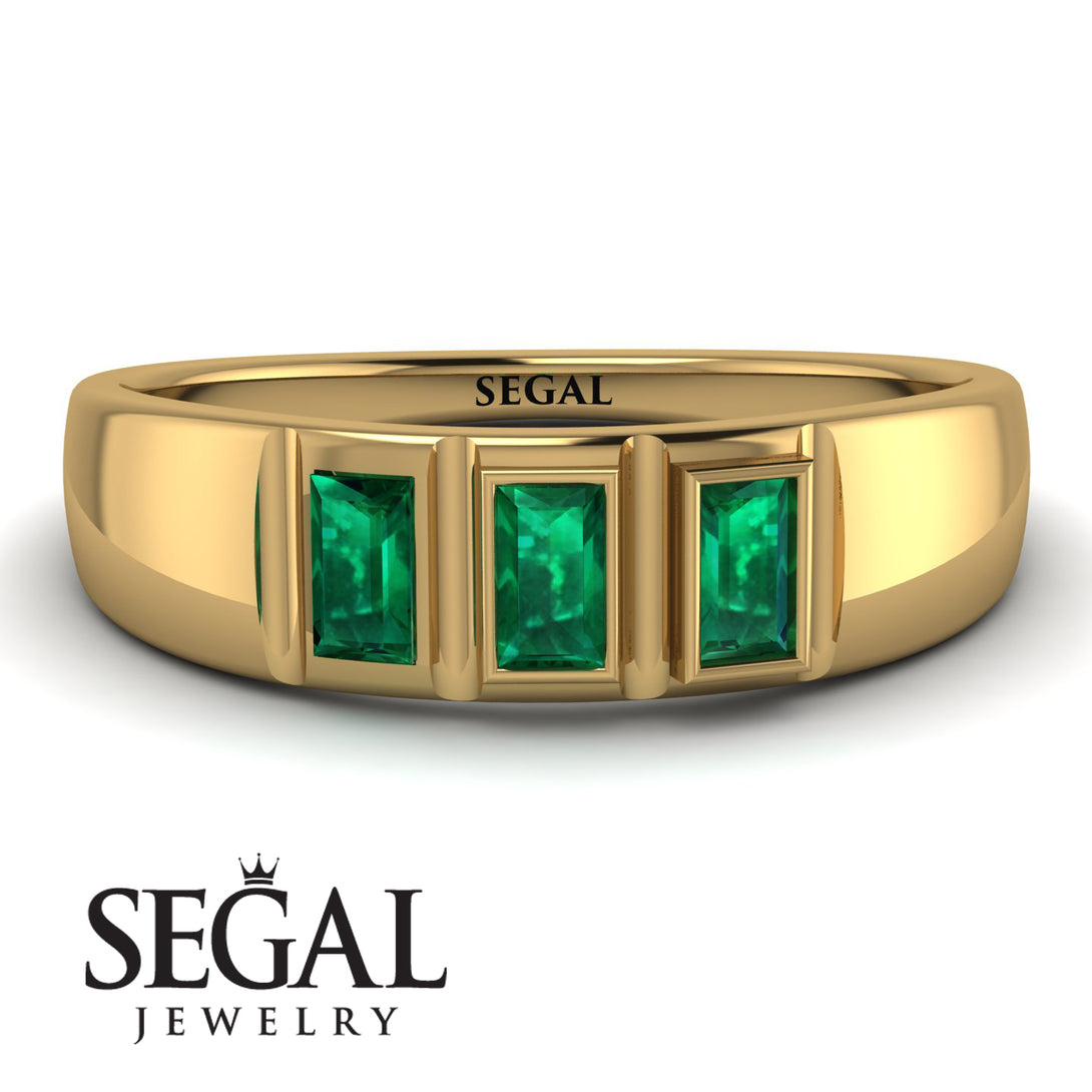 3 Stone Bagutte Emerald Ring - Lilly No. 4