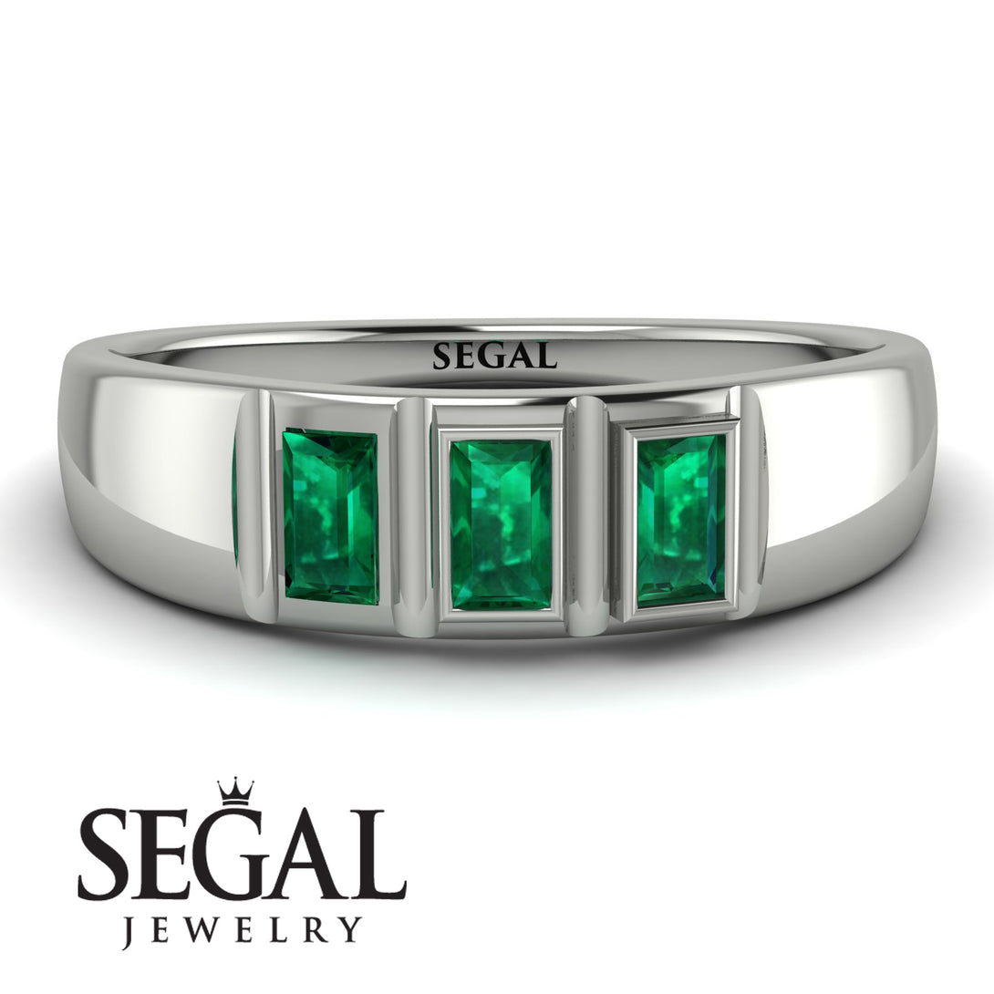 3 Stone Bagutte Emerald Ring - Lilly No. 6