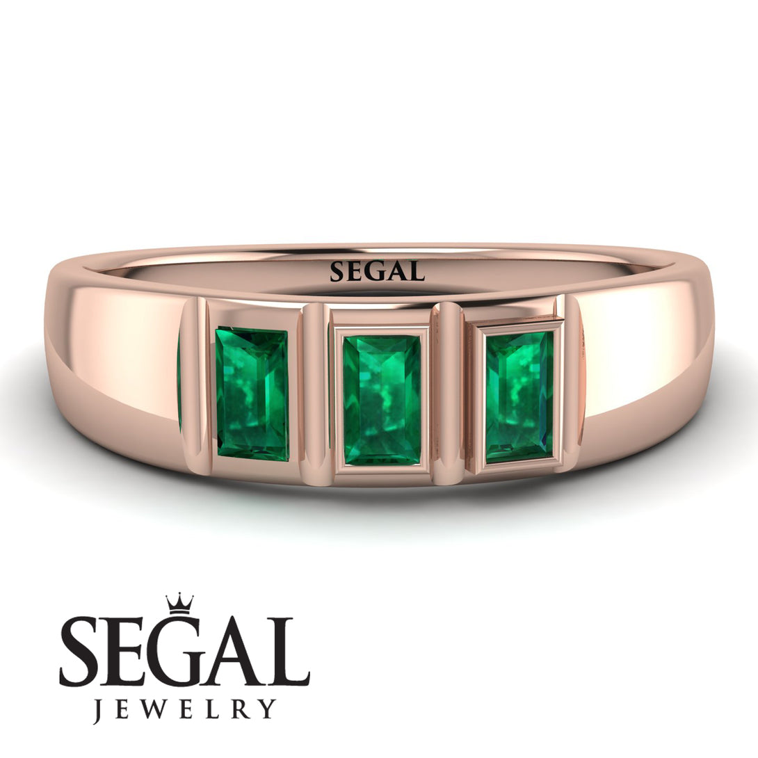 3 Stone Bagutte Emerald Ring - Lilly No. 5